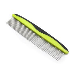 Dog Comb for Removes Tangles and Knots - Cat Comb for Removing Matted Fur - Grooming Tool with Stainless Steel Teeth and Non-Slip Grip Handle - B