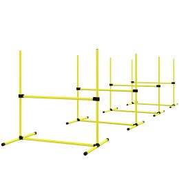 Dog Agility Training 4 Piece Set with Adjustable Height Jump Bars Carry Bag Yellow