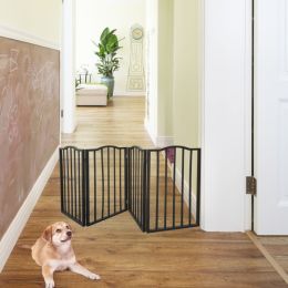 Pet Gate - Dog Gate for Doorways, Stairs or House - Freestanding, Folding, brown, Arc Wooden--Self-pick up is not supported.