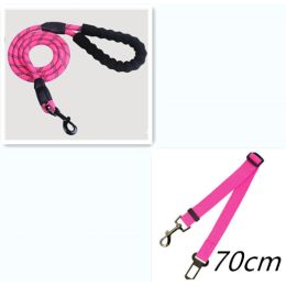 Reflective Dog Leash Nylon Pet Dog Leash Rope For Small Medium Large Dogs Walking Training Pet Suppiles (Option: Pink set)