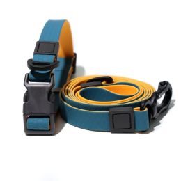 Honeycomb Embossed Dual-Color Pet Leash Set Is Stylish And Fashionable. The Embossed Surface Enhances The Leash's Grip, Preventing Slippage When (Option: Blueorange-20mm)