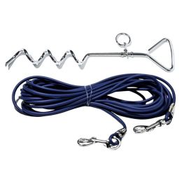 Ground Stake Fixed Dog Leash Allows Your Beloved Dog To Play More Freely (Option: Navy blue-9M)