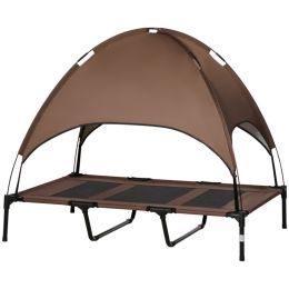 48" x 36" Elevated Portable Dog Cot Cooling Pet Bed with UV Protection Canopy Shade, Coffee (Option: Coffee-910x230x100 mm)
