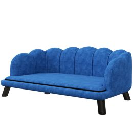 Pearl Design Pet Sofa for Medium and Large Sized Dogs, Pet Bed with Cushion and Solid Wood Legs, Dark Blue (Option: Blue-1010x620x275 mm)