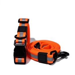 Reflective PVC Dog Leash & Collar Set | Waterproof Heavy Duty Safety Lead (Color: Orange, size: L)