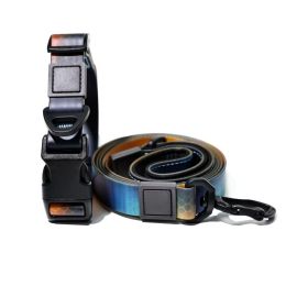 Trendy Gradient Printed PVC Dog Leash & Collar Set, Waterproof Durable Pet Lead with Unique Pattern, Adjustable for Small Medium Large Dogs (Pattern: Blue Honeycomb, size: S)