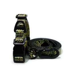 Waterproof UV embossed printing style traction rope set Traction Rope (Color: Abstract yellow, size: 1.5cm*150cm)