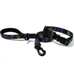 UV Printing Camouflage Embossed Pet Leash Set Is A Perfect Combination Of Style And Functionality Specially Designed For Pets' Outdoor Activities (Option: Purple-25mm)